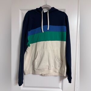 Marine Layer Navy Hoodie with Blue, Green & Cream Panels
